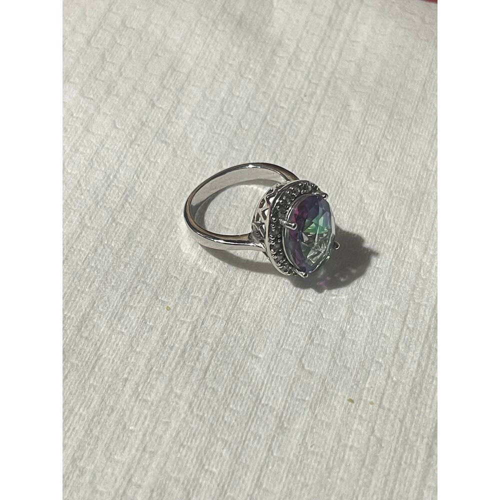 Vintage‎ Blue Topaz Silver Ring Center Blue Topaz Gemstone size 9.5 - Picture 6 of 9
